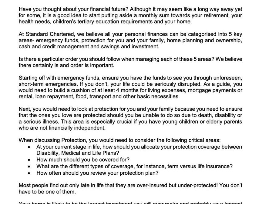 Money Matter$ – 21 May – The Basics of Planning, Building and Protecting Your Financial Future s