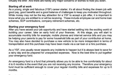 Money Matter$ – 23 Apr – Assessing your life stage – Young, Single and Fabulous