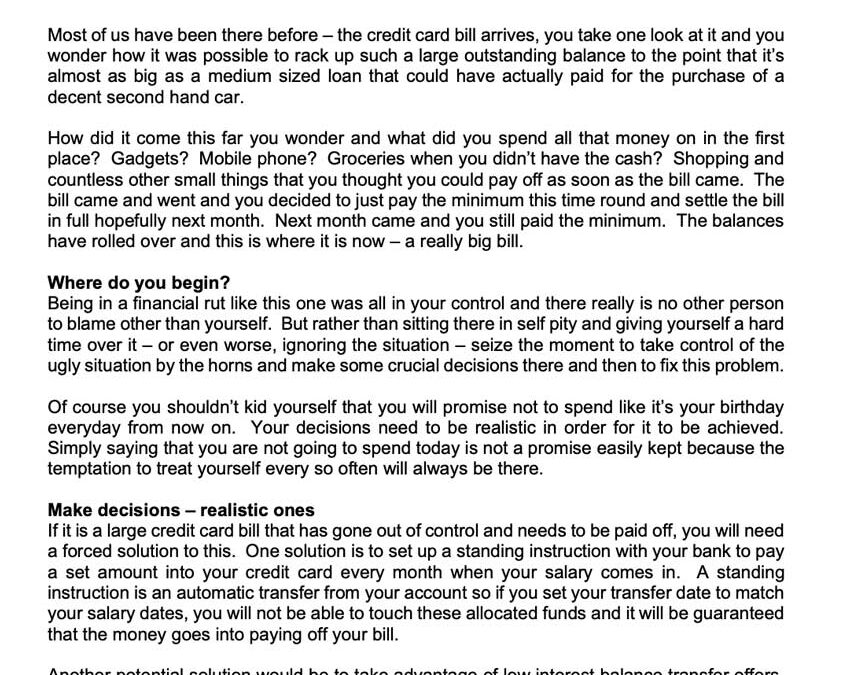 Money Matter$ – 25 June – Getting out of a financial rut