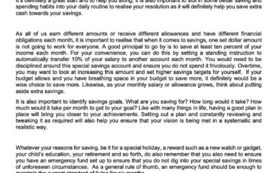 Money Matter$ – 26 Feb – Taking control over your savings and spending