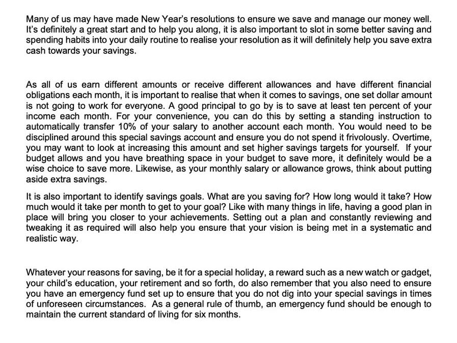 Money Matter$ – 26 Feb – Taking control over your savings and spending