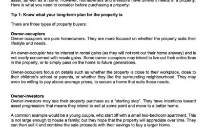 Money Matter$ – 30 Apr – 5 key tips for buying property as an investment or a home