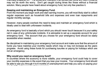 Money Matter$ – 4 June – Maintaining an Emergency Fund