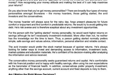 Money Matter$ – 9 Apr – What’s your Money Personality